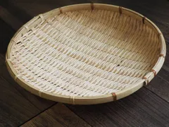 【在庫処分特価】竹製 丸ざる 約33cm 訳あり 和風 竹ざる 水切り そばざる ディスプレイにも