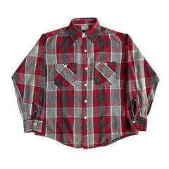 60s WINTER KING ヘビーネルシャツ レッド グレー ホワイト シャドー