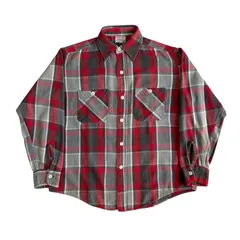 60s WINTER KING ヘビーネルシャツ レッド グレー ホワイト シャドーチェック Fits Lサイズ ウィンターキング チェックシャツ フランネル ヘビネル オンブレチェック Vintage ヴィンテージ ビンテージ Flannel Shirt