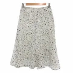 ロートレアモン LAUTREAMONT 美品 フレアスカート 花総柄 2 白 ホワイト ミントグリーン /YJ ■GY06