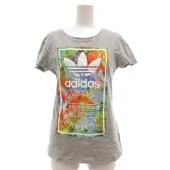 アディダスオリジナルス adidas originals Tシャツ カットソー ラウンドネック ロゴプリント 半袖 M グレー マルチカラー /YJ ■GY06