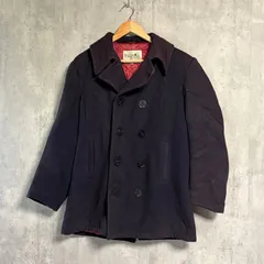 【USA製】FOX KNAPP ヴィンテージ ピーコート 38 紺 ウール100% 赤キルト Pコート フォックスナップ アメリカ製 70s 80s ビンテージ ミリタリー ユーロ アメカジ 古着 菅田将暉 碇ボタン ヘビーメルトン  希少 アウター ネイビー