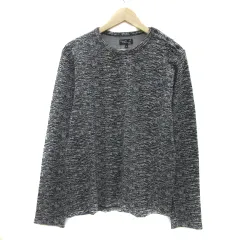 アニエスベーオム Agnes b. homme Tシャツ カットソー 長袖 ラウンドネック 総柄 2 黒 ブラック 白 ホワイト /YS13