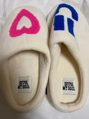 ソウルMY SOUL グッズ ファー ルームシューズ クリーム色 新品 + 専用 ポーチ
