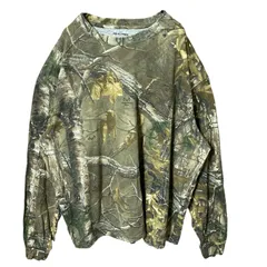 2XL  Tシャツ レディース ユニセックス メンズ 古着 カーキ リアルツリー 総柄 カモフラ オーバーサイズ 長袖 ポケT ロンT CHM