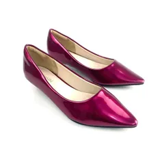 新品 3cmローヒールタイプのパンプス パープルエナメル 23cm