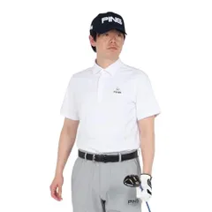 新品 [ピン アパレル] メンズ 半袖 ポロシャツ (チケット柄ジャガード) / ゴルフ / 621-5160219 030_ホワイト M