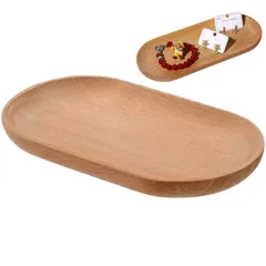 Ailunate キャッシュトレイ 木製 トレー 小物置き ペントレイ おしゃれ 北欧風 カフェ風 お盆 プレート 18×10cm (ナチュラル) [ナチュラル]