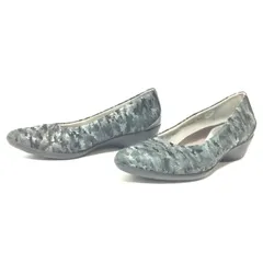 外反母趾の方にも優しい◎【fitfit】フィットフィット パンプス 83995 ローヒール コンフォートシュー カモフラ柄 ラメ オフィス 通勤 きれいめ お出かけ 外反母趾 グレー シルバー レディース サイズ22cm/M43056fF