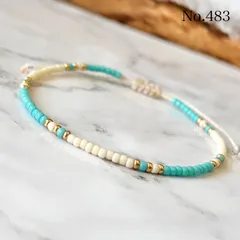 483 ビーズ　ガラス　ブレスレット　ハンドメイド