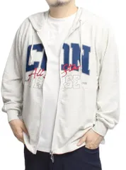 新品 [コンバース] パーカー メンズ 大きいサイズ ミニ裏毛 ロゴ プリント ジップアップ スウェット 4L オートミール(90)