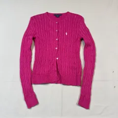 ポロ ラルフローレン コットン ケーブル編み ケーブル ケーブル編み カーディガン ピンク
