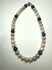 バロックパール 真珠 ネックレス 大粒 マルチカラー系 マグネット留め具 11.41mm 90.5g 約42㎝ 保管品 訳アリ H7-9-11