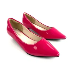 新品 3cmローヒールタイプのパンプス チェリーピンクエナメル 22cm