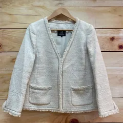 23区 ツイード ノーカラージャケット ラメ混 44号