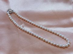シルバー【パール ネックレス】真珠 玉 フラワーモチーフ 37g - メルカリ