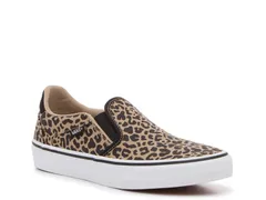バンズ レディース シューズ スリッポン・ローファー スニーカー Vans Asher Deluxe SlipOn Sneaker Womens Light BrownBlack Leopard Print ブラック
