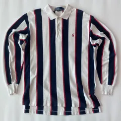 ポロラルフローレン クラシック ストライプ ロングスリーブ ラグビー シャツ