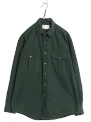 【お得なクーポン配布中!】 00s USA製 フィルソン コットン ツイル 長袖 シャツ メンズ L 古着 オールド ワーク アウトドア ヘビーウェイト コットン グリーン 無地 のサムネイル