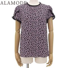 AGNONA アニオナ シルク ピンク 花柄 半袖 ブラウス レディース L 