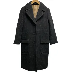 マーガレットハウエル MARGARET HOWELL ハリスツイード生地 ロングコート アウター ツイード サイズ1 Sサイズ相当 ブラック系