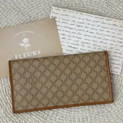 セリーヌ マカダム柄 長札入れ ウォレット 札入れ レディース メンズ アクセサリー 長財布  二つ折リ財布 ベージュ系 Celine Vintage Monogram Long Wallet Beige 22380