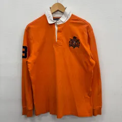Y91 90's Polo by Ralph Lauren ポロ バイ ラルフローレン L オレンジ ヴィンテージラガーシャツ  刺繍 襟付き 長袖 ポロシャツ カジュアル 古着卸 アメリカ仕入