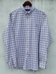 2XL ポロラルフローレン ピンク・グリーンパープル チェック オックスフォードシャツ