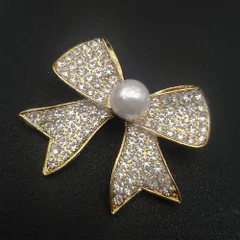リボン パール ブローチ ゴールド ビジュー フォーマル セレモニー 入学式