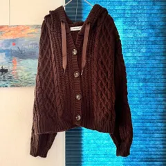 M【超美品 | Emsexcite / エムズエキサイト 】 ケーブルニットパーカー カーディガン フード付き T661