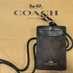 【新品】Coach IDケース ネックストラップ付 CZ285 ウォルナット ブラック