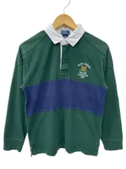 POLORALPH LAUREN (ポロラルフローレン) 長袖ラガーシャツ 刺繍 BLEECKER 90S 00S 古着 ビンテージ L (14-16) グリーン×ネイビー レディース/065