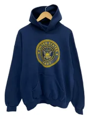 US.NAVY (ユーエスネイビー) ミリタリースエットパーカー USA製 SOFFEボディ 両面プリント 80S 90S 古着 ビンテージ XL ネイビー メンズ/065