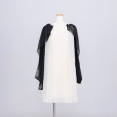 【新品未使用・タグ付き】パーティードレス シフォン ケープ風 バイカラー ワンピース ホワイト ブラック 上品 結婚式 お呼ばれ フォーマル