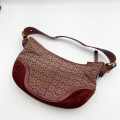 【希少】COACH コーチ シグネチャー ハンドバッグ スエード ボルドー