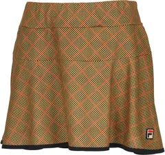 フィラ FILA テニス スコート レディース ウィメンズ 女性 大人 スカート ボトムス ウェア ロゴ チェック柄 フレアー 部活動 クラブ サークル スクール 練習 試合 大会  EL0218 27A ダークミント