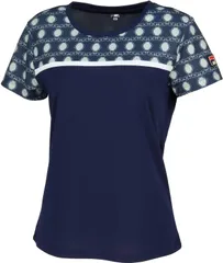 フィラ FILA テニス ゲームシャツ レディース ウィメンズ 女性 大人 半袖 Tシャツ トップス ウェア エレガント ロゴ 吸水 速乾 UVカット 部活動 クラブ サークル スクール  EL0002 20Z フィラネイビー