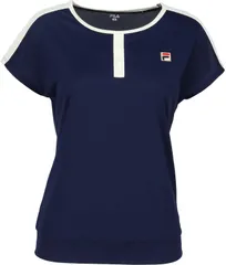 フィラ FILA テニス ゲームシャツ レディース ウィメンズ 女性 大人 半袖 Tシャツ トップス ウェア ロゴ ワンポイント 吸水 速乾 UVカット 前立てフェイク 被り 部活動  EL0037 34Z アイボリー
