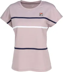 フィラ FILA テニス ゲームシャツ レディース ウィメンズ 女性 大人 半袖 Tシャツ トップス ウェア ライン ロゴ 通気性 吸水 速乾 UVカット 部活 クラブ スクール チーム  EL0006 20Z フィラネイビー