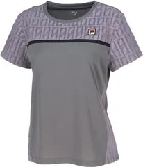 フィラ FILA テニス ゲームシャツ レディース ウィメンズ 女性 大人 半袖 Tシャツ トップス ウェア ロゴ 部活動 クラブ サークル スクール 練習 試合 大会 トレーニング  EL0250 04Z グレー