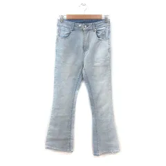 クリア clear パンツ デニム ジーンズ ウォッシュ加工 フレア ブーツカット S 青 ブルー /MS