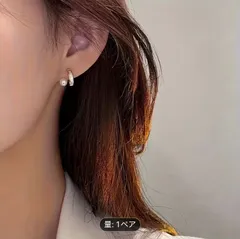 t105 上品パール×ゴールドラインピアス 小ぶり フープ風 大人きれいめ 1ペア