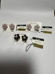 新品★7割引 天然石 花形 イヤリング