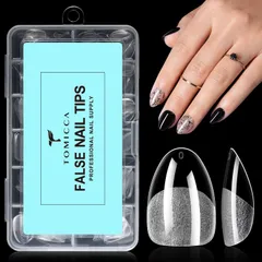 練習用 自然なフィット感 クリアチップ サロン用 12サイズ サンディング済み 超ショートラウンド セルフネイル（アーモンド超ショート） ネイルチップ TOMICCA