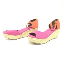 夏のお出かけに◎【TOMS】トムス サンダル ウェッジソール 厚底 キャンパス オープントゥ バイカラー 夏コーデ リゾート ボヘミア フェス ピンク オレンジ レディース サイズW6.5(23.5cm相当)/M43074fFのサムネイル