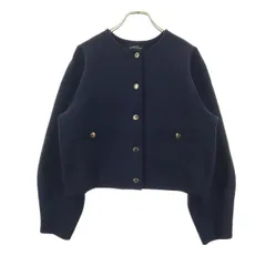 green label relaxing グリーンレーベルリラクシング 長袖 ノーカラー ニットジャケット ネイビー ユナイテッドアローズ レディース 古着