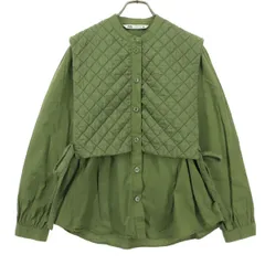 ZARA ザラ 長袖 キルティング コットンシャツ M カーキグリーン レディース 古着
