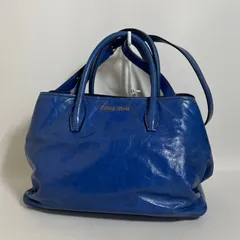 2510-268｜ミュウミュウ 2WAYハンドバッグ レザー ブルー