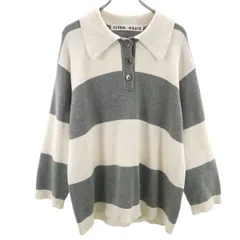 CITEN シテン ボーダー柄 長袖 ポロ ニット FREE グレー セーター ユナイテッドアローズ レディース 古着