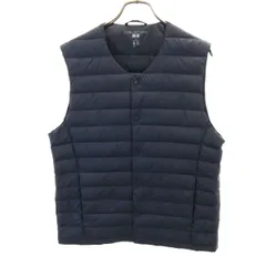 UNIQLO ユニクロ ウルトラライト ダウンベスト M ネイビー 収納袋付き メンズ 古着